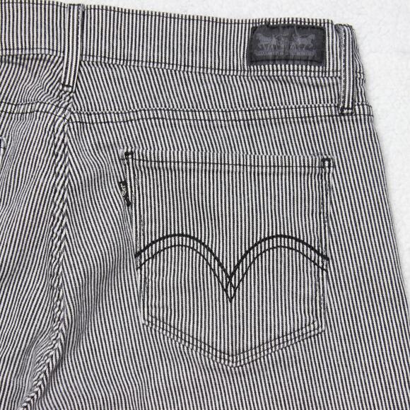 Levi’s 524 Skinny Jeans W31 L32 Women Black White Pinstripe Stretch Denim - Picture 8 of 10